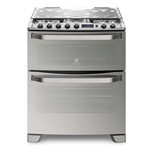 Cocina Electrolux 76XDR a gas 5 hornallas  acero inoxidable puerta con visor 125.1L con doble horno