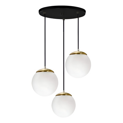 Colgante 3 Luces Globo 15cm Dorado Vidrio Opal Base Redonda Dorado/opal