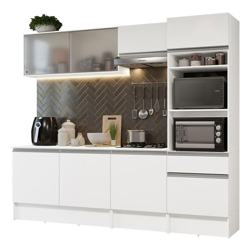 Mueble de Cocina Integral Completa Madesa Topazio 240Cm Color Blanco