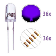 36 X Led Ultravioleta Uv 5mm Alto Brilho + Resistor 470 12v
