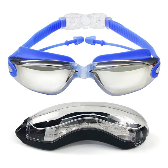 Gafas Natación Anti-fog Electroplate Caja Adulto Azul