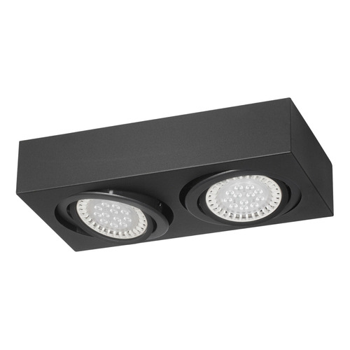 Plafon De Techo Rimini Ferrolux Box 2 Luces Ar111 Apto Led Color Negro