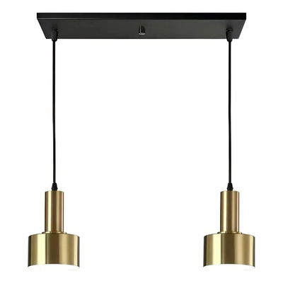  Colgante 2 Luces Nero Dorado Apto Led E27 Deco Luz Desing Dorado