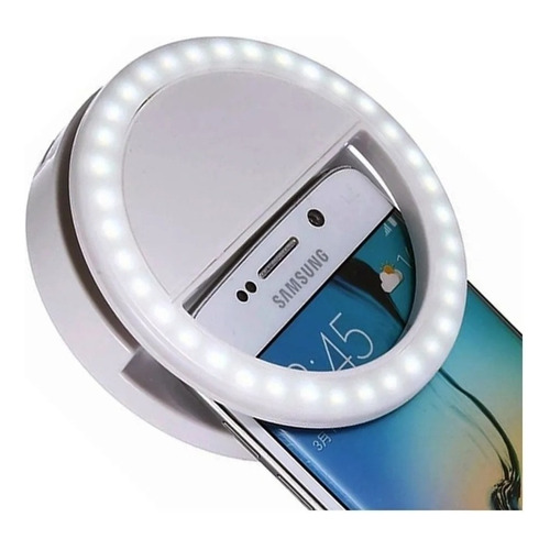 Aro De Luz Led Para Selfie Celular Tablet - A Batería Recarg Color Blanco