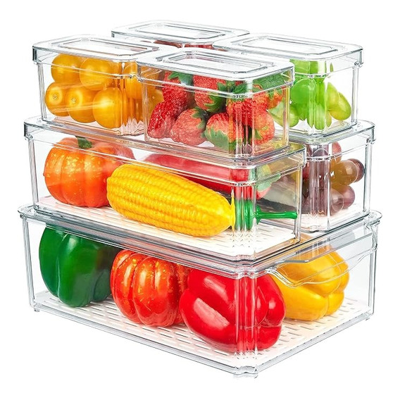 Organizador Refrigerador Cocina Set 7 Contenedores Con Tapa