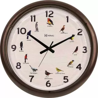 Relógio De Parede Herweg Canto Dos Pássaros 6691-304 Marrom