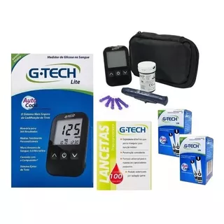 Kit Monitor Glicose Medir Glicemia 100 Tiras 100 Lanc G-tech