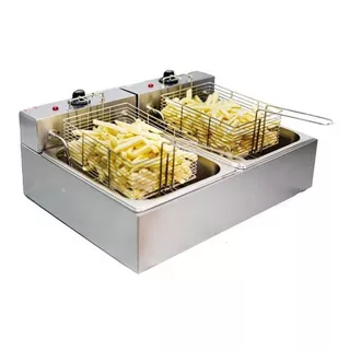 Fritadeira 10 Litros 220v 2 Cubas Frita Rapido Inox