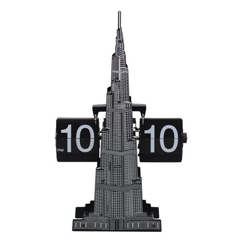 Reloj Decorativo Flip Torre Burj Khalifa De Dubái, Moderno Color Negro