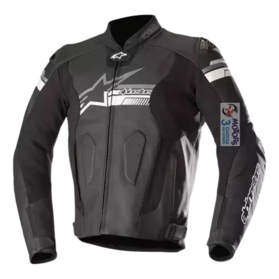 Jm Nuñez Alpinestars Campera Cuero Fuji Leather Negro Blanco