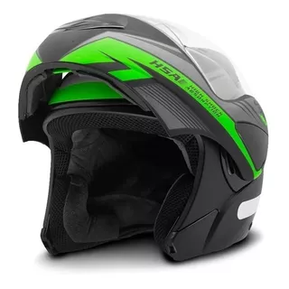 Casco Jet Rebatible, Negro/verde Mate - Biela