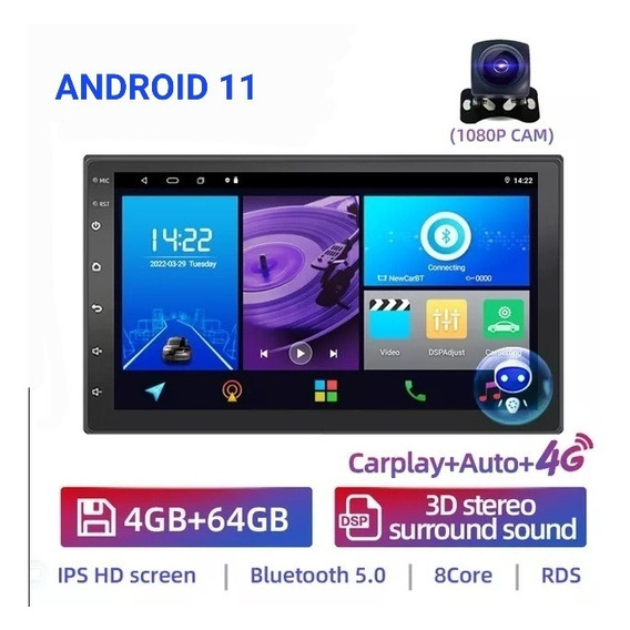 Radio Multimedia Android 4gb+64 Carplay Android Auto Cam. Hd
