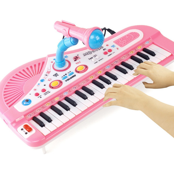 37 Teclado Piano Eléctrico Instrumento Con Micrófono Niños