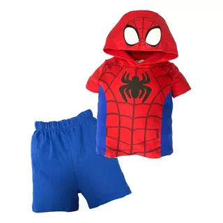 Conjunto Algodón Playera Y Short Estampado Spiderman