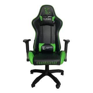 Silla De Escritorio Constrictor Monensis Sic-2001 Gamer Ergonómica  Negra Y Verde Con Tapizado De Cuero Sintético