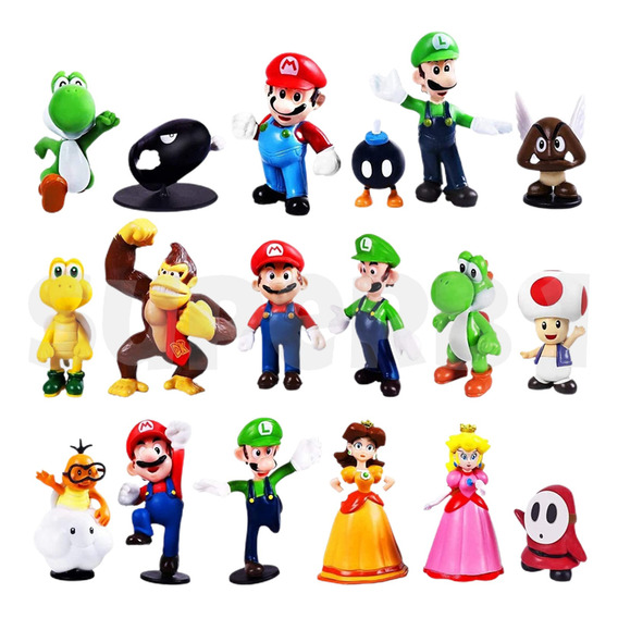 Juguetes De Super Mario Bros, Luigi, Yoshi, 18 Pzs