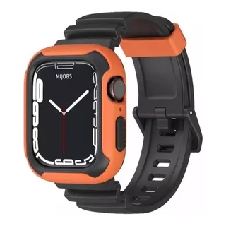 Correa Para Apple Watch Uso Rudo + Protector De Pantalla Color Naranja-negro Tamaño Del Reloj 42/44/45mm