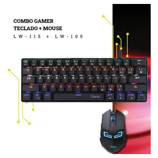 Kit Gamer Teclado + Mouse Lw-115 + Lw-105 Color Del Mouse Negro Color Del Teclado Negro