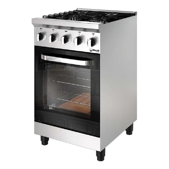 Cocina Morelli 18256 Acero 510 Inox 4 Hornallas Puerta Visor