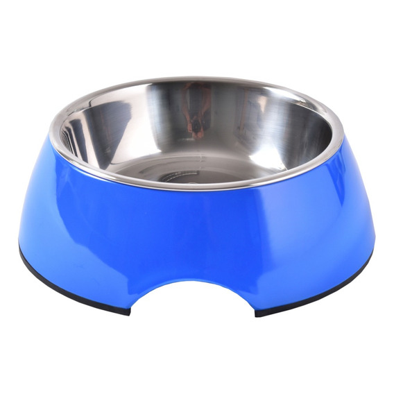 Plato Melamina Sólido Redondo Azul Talla Xl Perro 