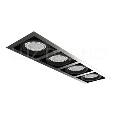 Spot Cardanico Embutir 4 Luces Acero Apto Led Ar111 Lineal