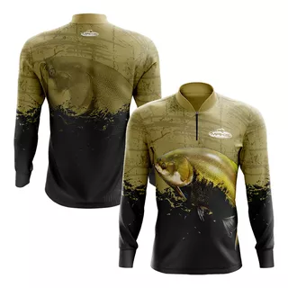 Camiseta De Pesca Proteção Solar Tambaqui Gola Ziper Camisa