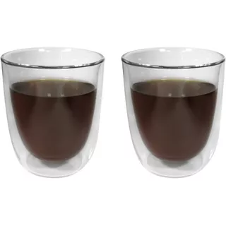 2 Vasos Tinteros Café Doble Vidrio Térmico Grande 280 Ml C/u