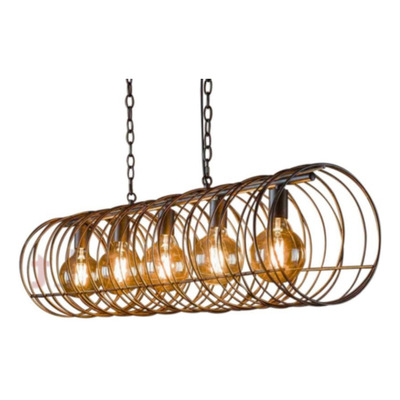 Colgante Berlin Cilindro Metal N128 5 Luces Oxido