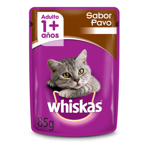 Alimento Whiskas Adultos Whiskas Gatos  para gato adulto todos los tamaños sabor pavo en salsa en sobre de 85 g