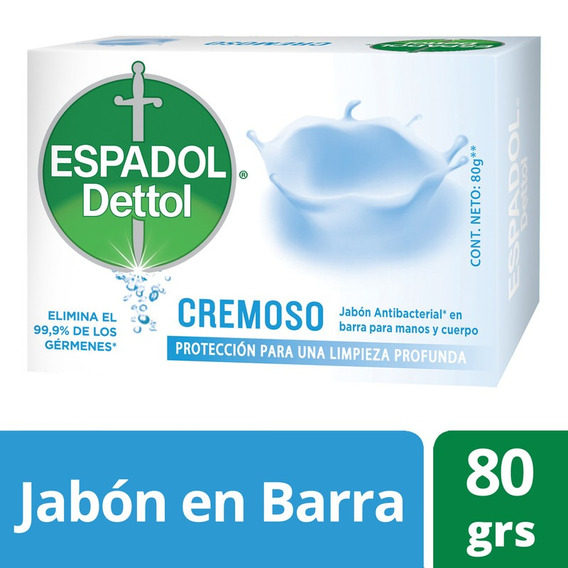 Jabon En Barra Antibacterial Cremoso Espadol Dettol 80g
