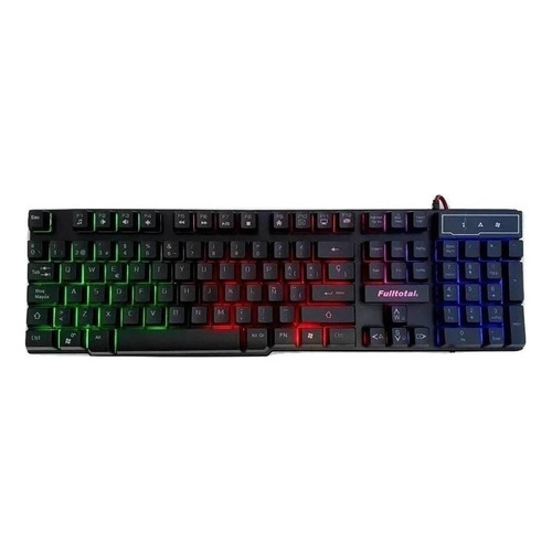 Teclado para PC Computadora USB con luces LED Fulltotal KE-1012 - Negro - RGB - QWERTY - Español España