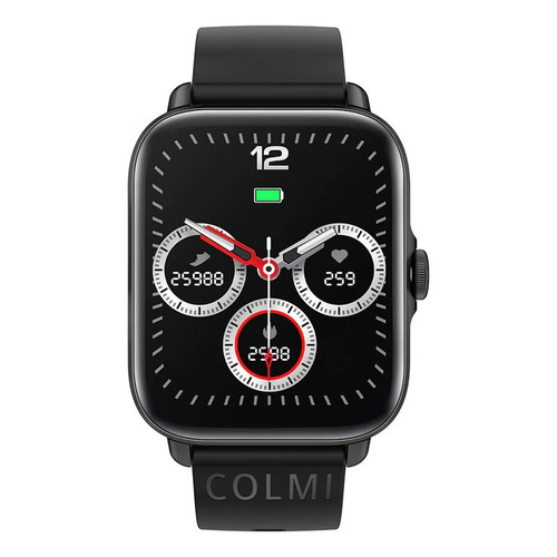 Smartwatch Colmi Series P P28 Plus Colmi P28plus 1.69" caja 36mm de  aleación  negra, malla  negra de  silicona deportes impermeables