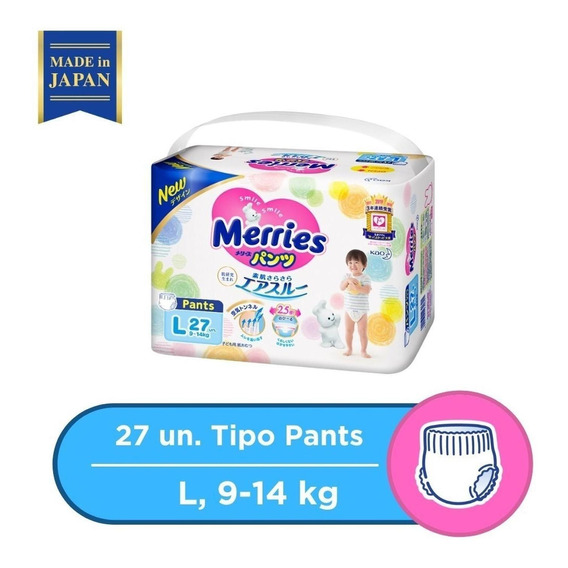 Pañales Desechables Merries Tipo Pants Talla L