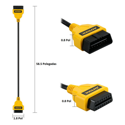 Obd2 Macho Para Femea Extensão Original Autool Autocom 1.5m