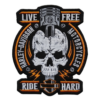 Parche Bordado Harley Davidson Live Free Ride Hard Cráneo Pi