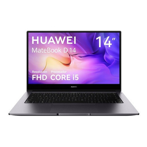 Laptop Huawei Matebook D14 I5 11.5va Gen 8gb + 512ssd Gris Color Gris espacial