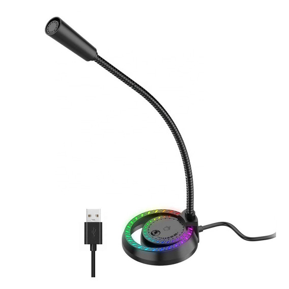 Microfono Gamer Usb Rgb Muteo Regulacion Vol Chat Pc Stream