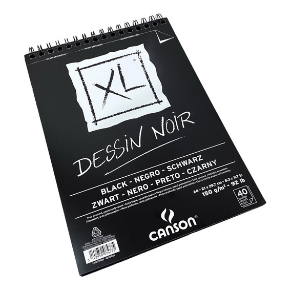 Block Hojas Negras Canson Xl Dessin Noir A4 21x29.7 150grs