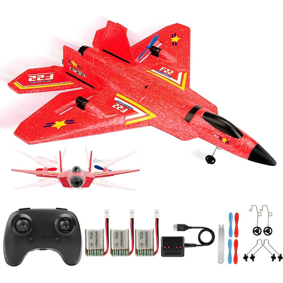 Avion Rc Juguete Planeador De Espuma Con Luces F22 Raptor