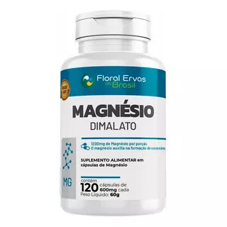 Magnesio Dimalato 500mg 120 Cápsulas Concentrado Máximo2/dia
