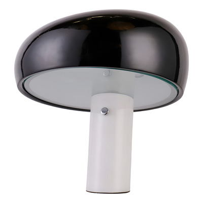 Velador De Mesa Snoop Negro Marmol Metal Led Gmg  Blanco