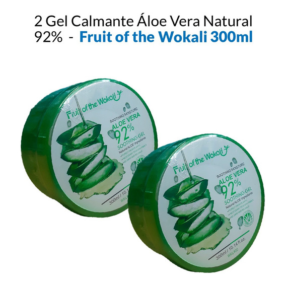 2 Gel Calmante Áloe Vera Natural 92% Fruit Of The Wokali 