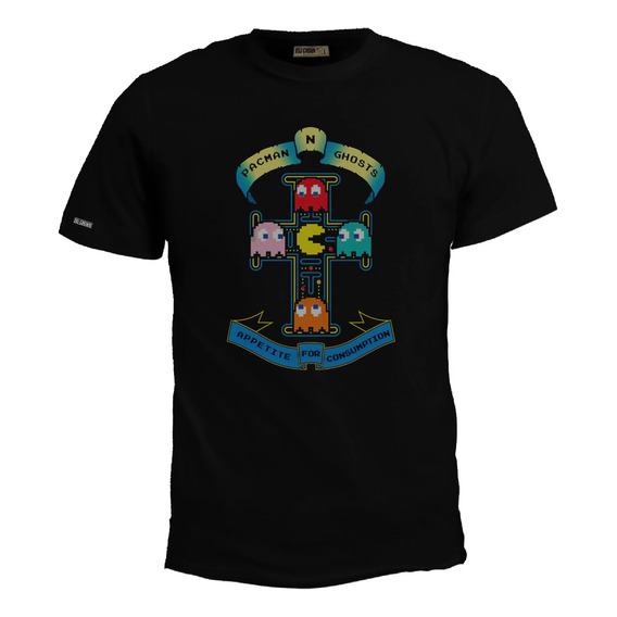 Camiseta Estampada Pacman Pac Man Cruz Guns N' Rose Bto  