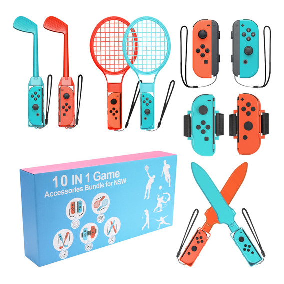 10 En 1 Accesorios Mando Joycon Para Nintendo Switch Sports