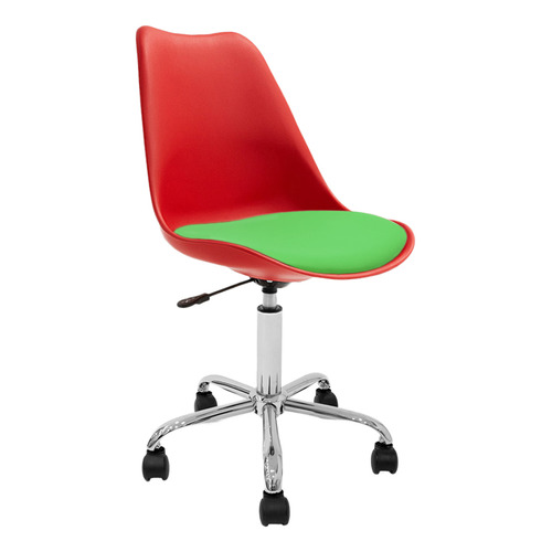 Silla Oficina Escritorio Pc Tulip Newmo Color Rojo Asiento Verde