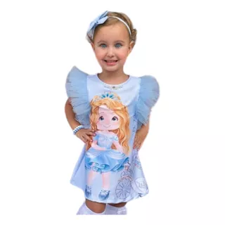 Vestido Infantil Menina Princesa 24037 Azul Yoyo .ale.