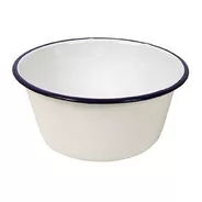 Bowl Enlozado Blanco Borde Azul. Medida Ø17 X 8cm