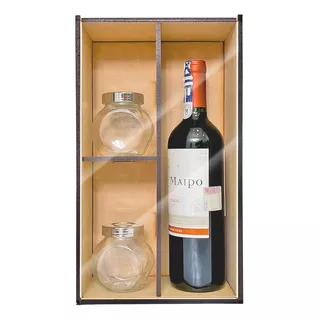 Caja Madera Mdf/tapa Acril Para Botella De Vino Sin Botella 