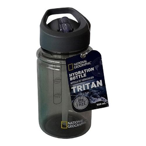 Botella Hidratación Tritan Cilindro Gris 500 Ml Natgeo