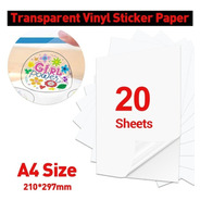 Papel  Adhesivo Transparente Pet Impresoras Inkjet A4 X 20h